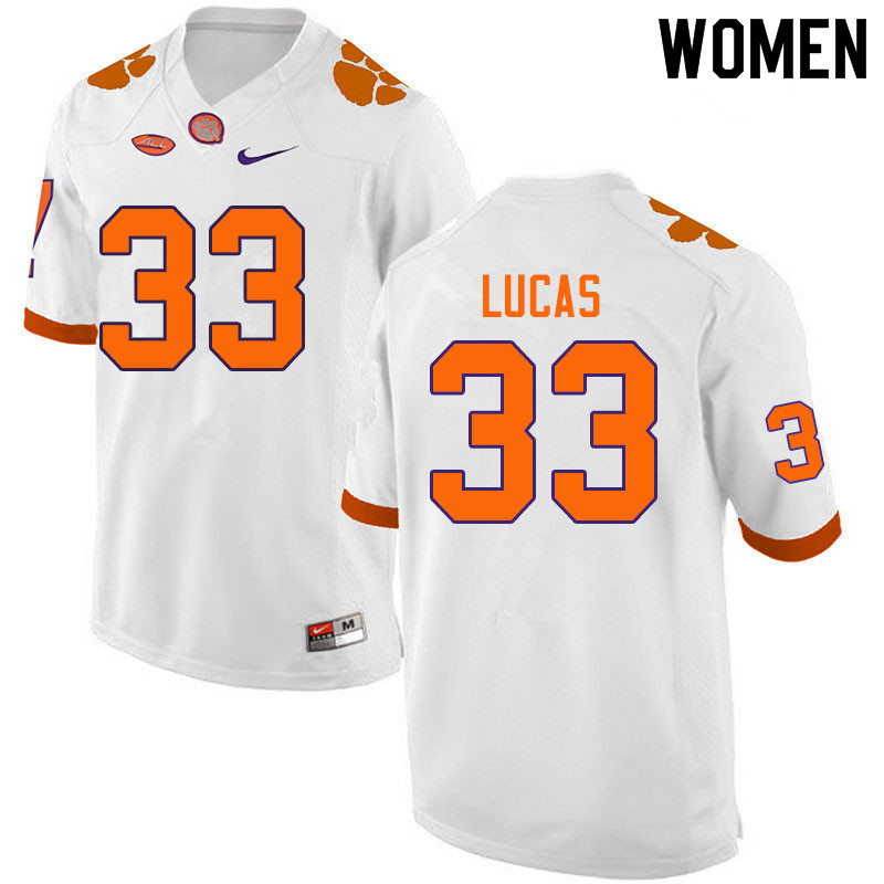 Women #33 Ty Lucas Clemson Tigers College Football Jerseys Sale-White